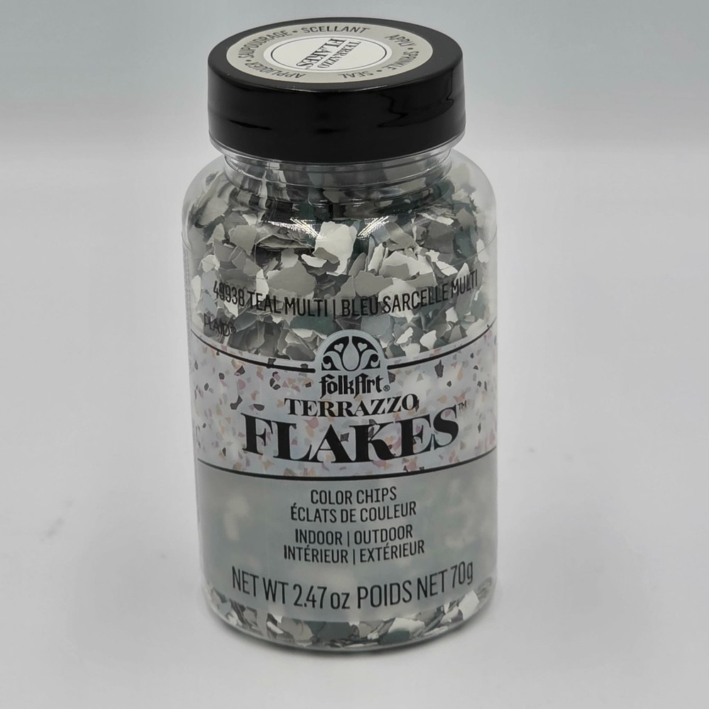 FolkArt Terrazzo Flakes Color Chips for Crafting 2.47 oz - Color: Teal Multi